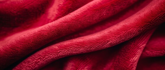 Wall Mural -  A tight shot of a crimson fabric with slight wrinkles at the upper and lower edges