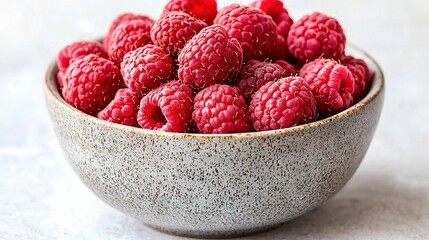 Sticker -   A white table holds two bowls, one brimming with red raspberries while the other contains some yellow raspberries