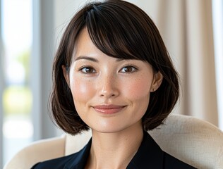 Sticker - portrait of a smiling asian woman