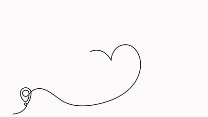 Wall Mural - animated airplane continuous line drawing with map pin pointer in heart shape. airplane flying with 