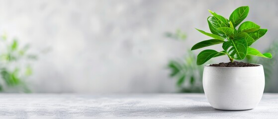  Two potted plants placed on separate tables