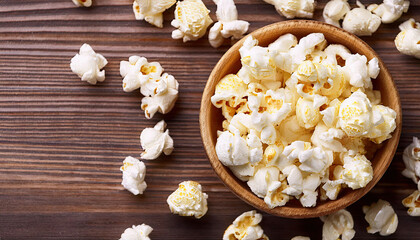 Wall Mural - Popcorn in a bowl top view