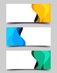 Wall Mural - Set of modern horizontal banner with colorful flow shape