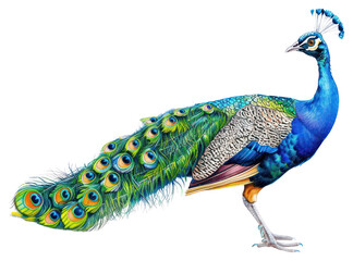 Poster - PNG  Colorful peacock with detailed feathers