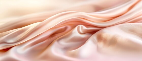 Wall Mural -  A tight shot of soft pink fabric, slightly blurred