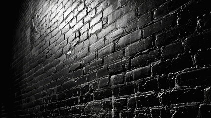 Dark textured background of rough black painted brick wall for industrial grunge concept