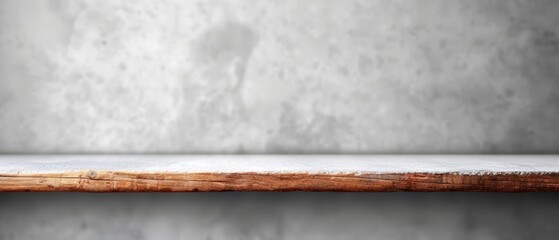  Wooden piece atop table White wall nearby Gray wall behind