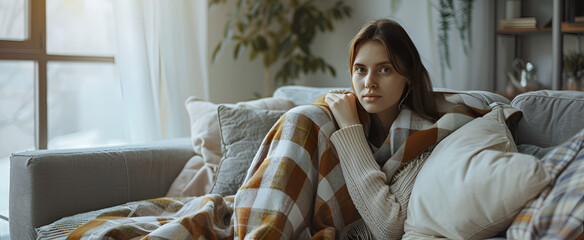 Wall Mural - Woman relaxing on the sofa