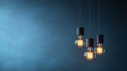 Modern Illuminated LED Light Bulbs in Stylish Fixture with Copy Space for Text or Visuals