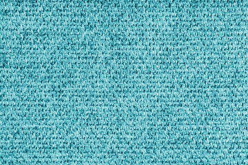 Canvas Print - Coarse weave texture upholstery turquoise jacquard fabric, textile background, cloth structure