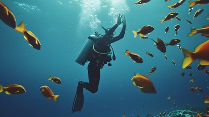 Underwater Diving - Tropical Scene With Sea Life In The Reef
