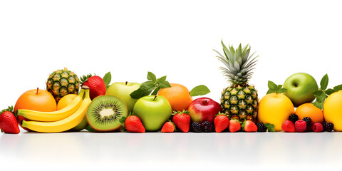 Wall Mural - Fresh different fruits background with free copy space