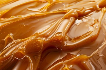 Wall Mural - caramel syrup in liquid form. caramel paste backdrop. Curl in caramel. Texture. UP close-up. Butter