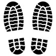 © Crashik - Shoes with lines on the sole. Boot tracks. Vector pattern of two shoe silhouettes.