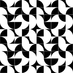 Aufkleber - Black and white quarter circle pattern. Vector geometric monochrome quarter tile pattern.