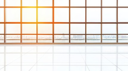 Wall Mural - Bright, modern interior with large windows offering a stunning view and natural light. Perfect for minimalist design and spacious atmosphere.