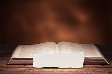 Poster - Handwritten white blank card and bible book