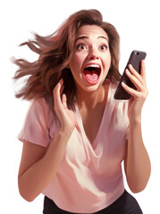 Poster - PNG Cell phone surprise shouting adult.