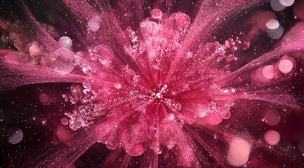 Wall Mural - a mesmerizing abstract visual showing an explosion of vibrant pink particles and soft bokeh effects