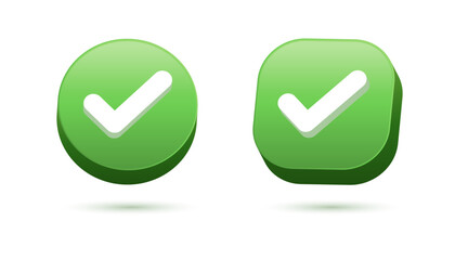 Aufkleber - 3d check mark icon . check box icon with correct, accept checkmark icons green tick box, check list circle frame - 3d checkbox symbol sign.