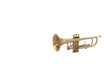 Bugle isolated on clear white background in HD highlighting its classic musical appeal.