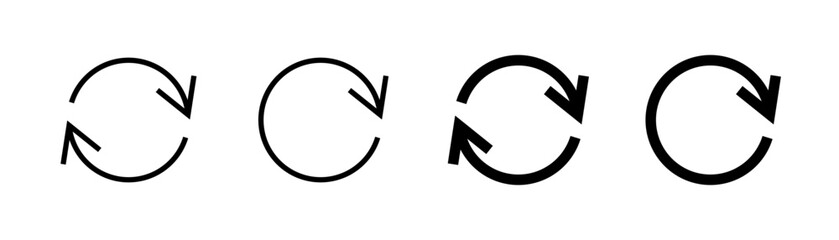 Leinwandbilder - Refresh icon vector. Black recycle vector icon symbol. Repeat and reload icons set and arrow rotation circle. Sync icon symbol convert button sign. editable stroke