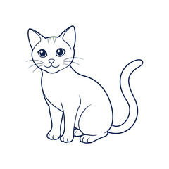 Wall Mural - Cute Cat line art vector design