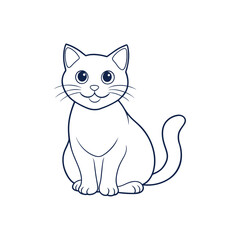 Wall Mural - Cute Cat line art vector design