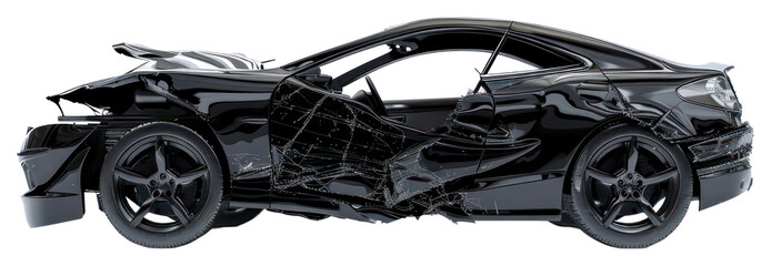 Wall Mural - PNG  Sleek black car wreck