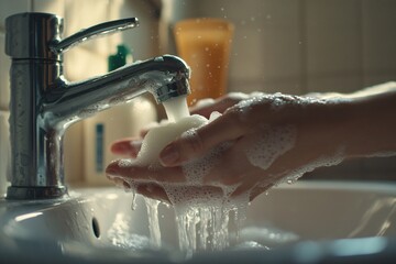 Hygiene Practice: Washing Hands with Soap Under Running Water