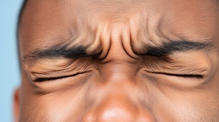 Poster - A close up of a man's face with his eyes closed, AI