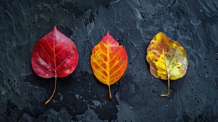 Wall Mural - Flat Lay Of Autumn Leaves Changing Color