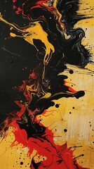 Wall Mural - Black Yellow And Red Ink