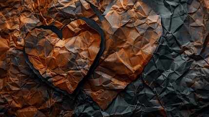 Wall Mural - brown and black heart shaped paper