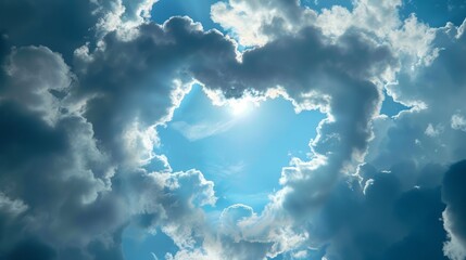 Wall Mural - Clouds Form Heart In The Sky