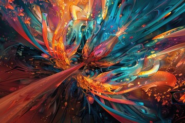 Wall Mural - A vibrant and imaginative digital painting of a colorful flower