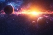 © dendyh7 - Space cosmic illustration with planets scene created with Generative AI