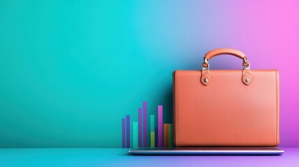 Poster - A pink purse sitting on a laptop keyboard next to colorful graphs, AI