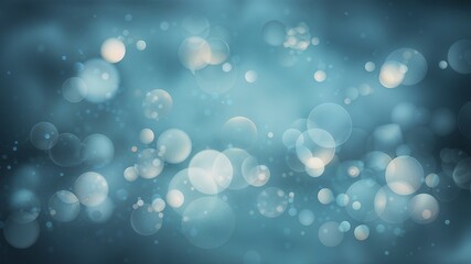 Wall Mural - Cool Blue Bokeh with Twinkling Star-Like Lights