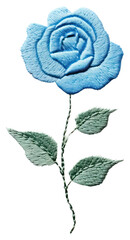 Poster - PNG Blue rose pattern embroidery inflorescence.