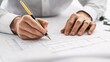 © PondLord - A professional drafter working on architectural blueprints with a light solid color background