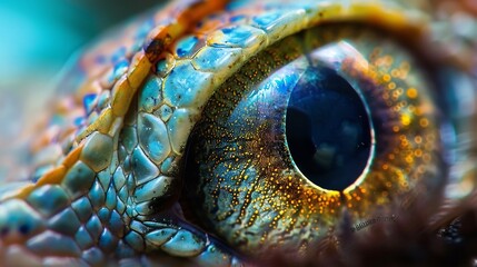 macro shot, beautifull chameleon eye close up photo
