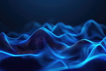 Poster - A stylized depiction of wavy lines in blue on a dark background, suitable for use in designs and art projects