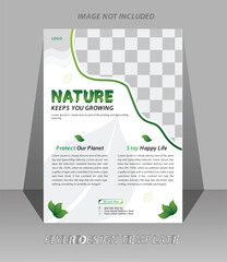 wild nature landscape Flyer poster vector design template.