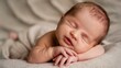 © Erika - Heartwarming Close-Up of a Peacefully Sleeping Newborn Baby Holding Hands in a Cozy Blanket