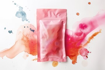 Wall Mural - A pink bag of liquid on a white surface, suitable for use in illustrations about science experiments or medical procedures