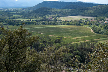 Sticker - view on Provencal village and hills in the French Riviera back country in late summer