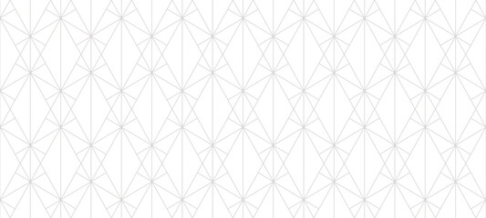 Poster - Golden line pattern. Vector geometric seamless texture. Gray and white ornament with delicate grid, thin lines, outline lattice, net, triangles. Subtle abstract art deco background. Repeated design