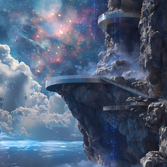 Wall Mural - nebula observation platform 3d rendering - insights into cosmic phenomena