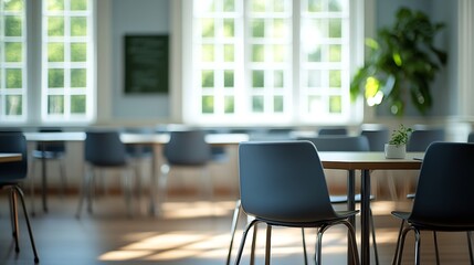 Wall Mural - class room with table and chairs : Generative AI